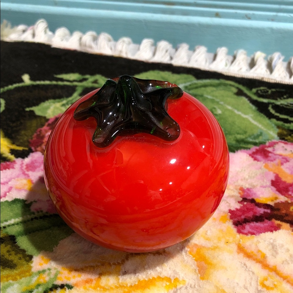 🍅Vintage Red Glass Tomato Decor